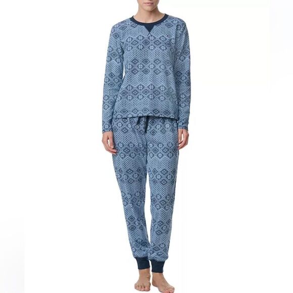 Tommy Hilfiger XL Navy Light Blue Sweater Weather Crew Top & Jogger PJ Gift Set - Picture 4 of 11